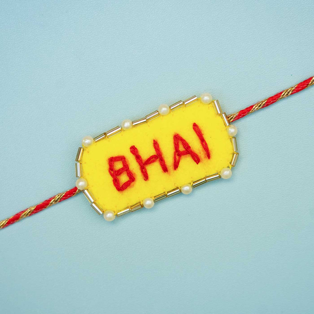 Handmade Bhai Felt Rakhi With Roli Chawal