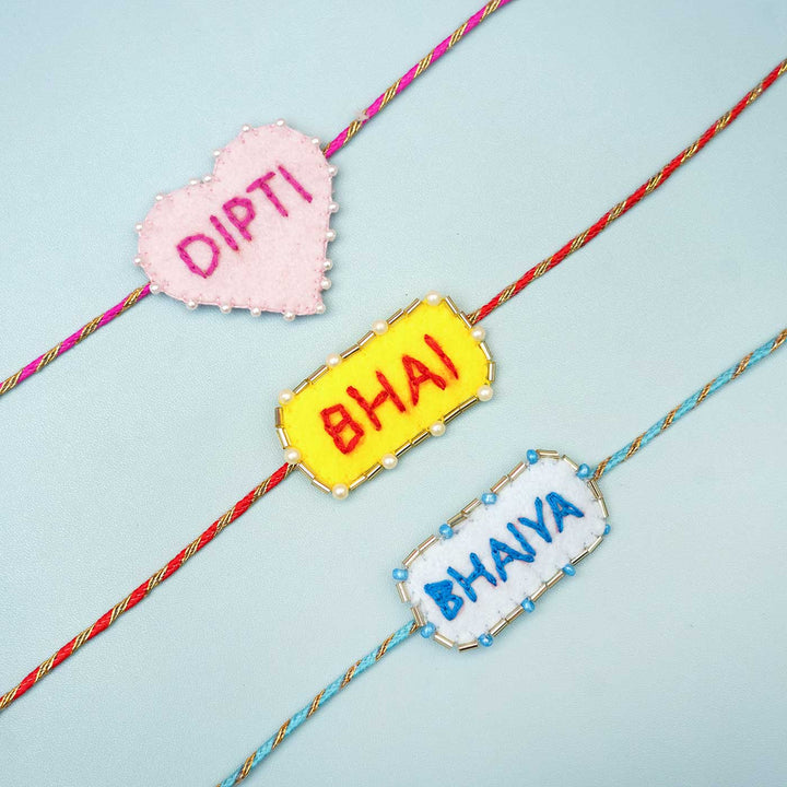 Handmade Bhai Felt Rakhi With Roli Chawal