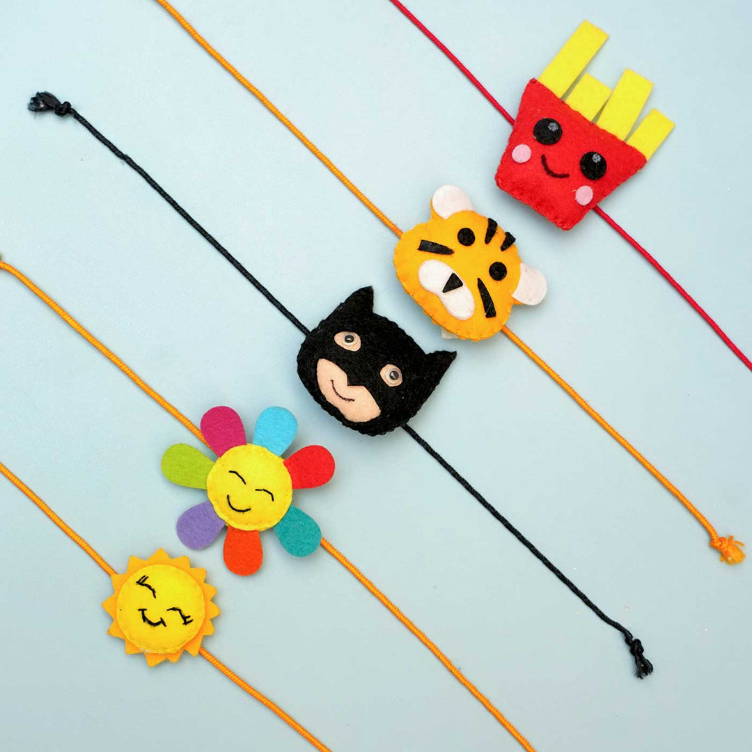 Handmade Lion Felt Kids Rakhi With Roli Chawal