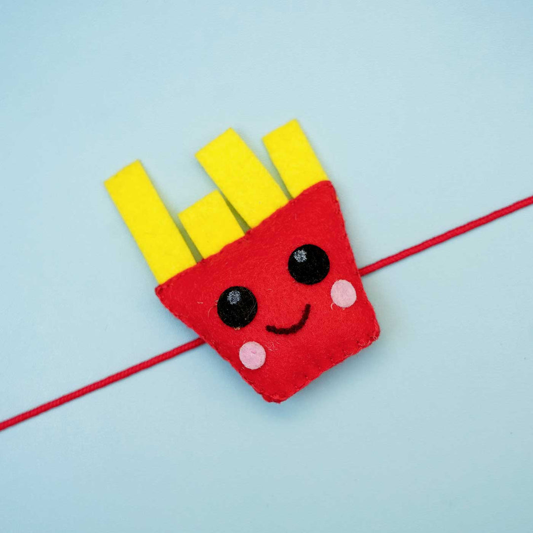 Handmade French Fries Felt Kids Rakhi With Roli Chawal