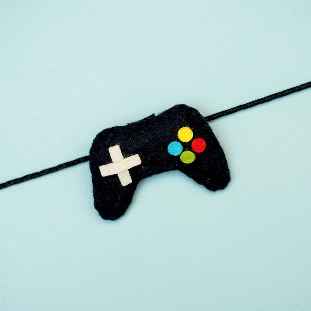 Handmade Gaming Remote Felt Kids Rakhi With Roli Chawal