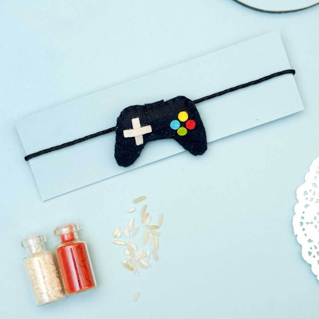 Handmade Gaming Remote Felt Kids Rakhi With Roli Chawal