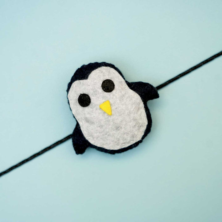 Handmade Penguin Felt Kids Rakhi With Roli Chawal