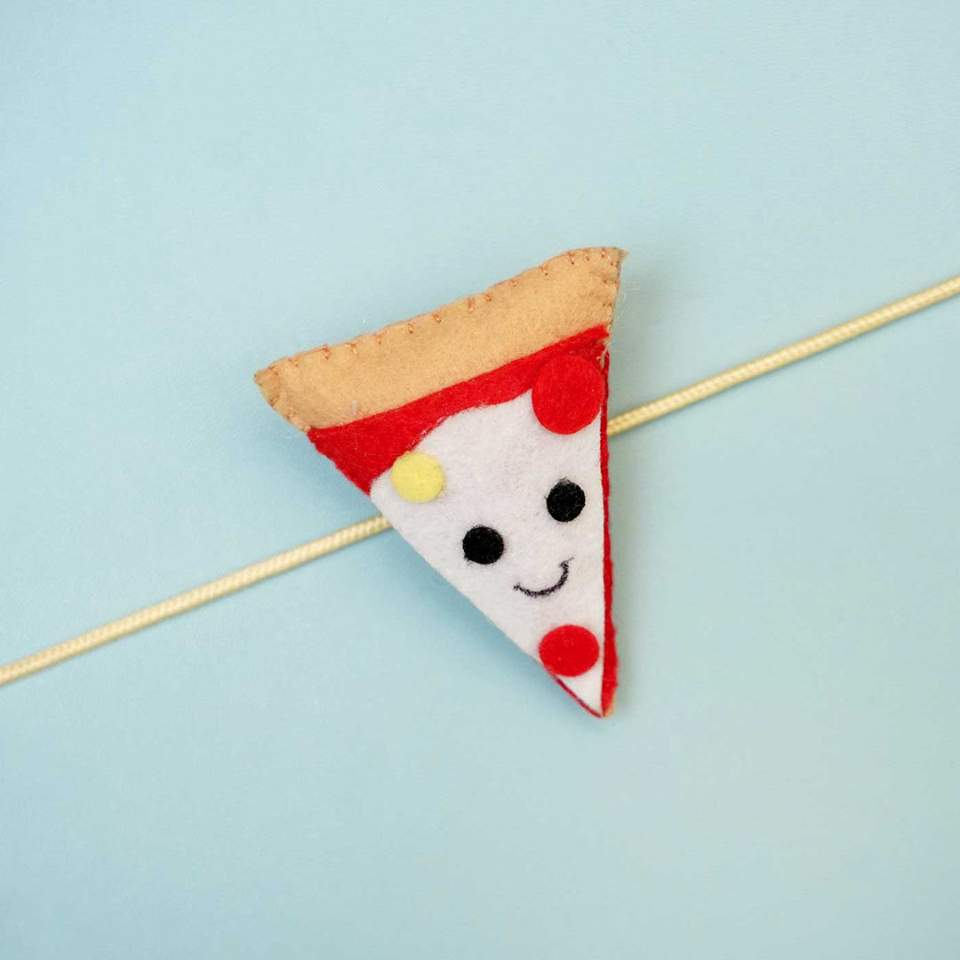 Handmade Pizza Felt Kids Rakhi With Roli Chawal