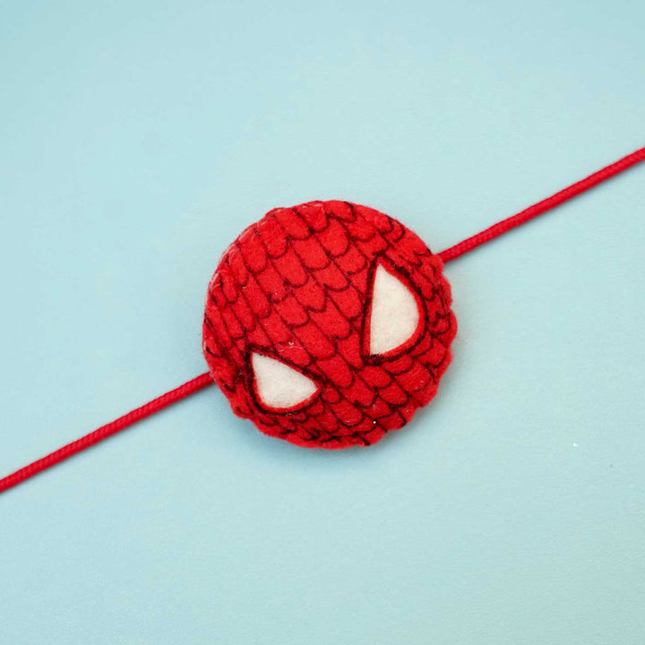 Handmade Spider Man Felt Kids Rakhi With Roli Chawal