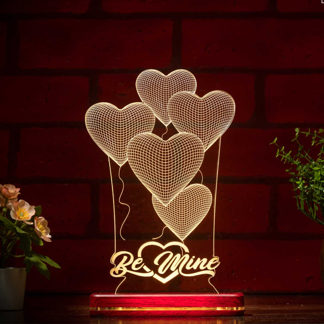 Personalized 3D Illusion Heart Shaped Balloons Acrylic Rechargeable LED Lamp