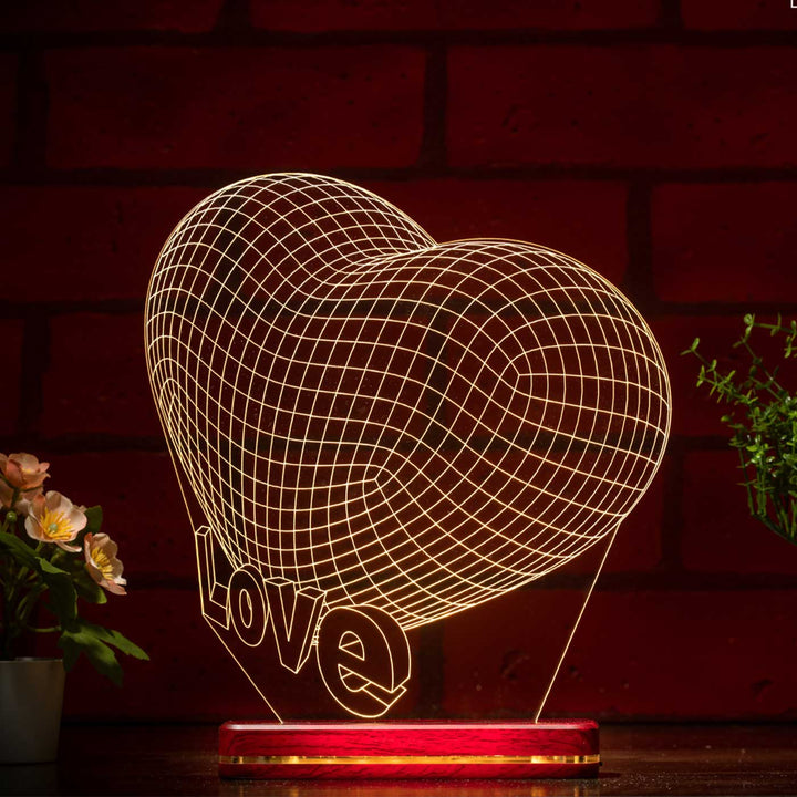 Handmade 3D Illusion "Love" Acrylic Rechargeable LED Lamp