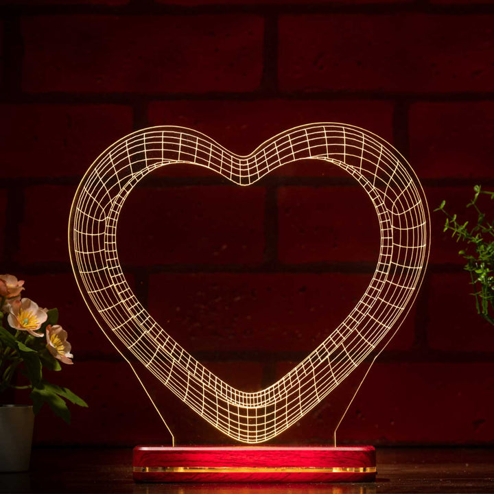 Personalized 3D Illusion Heart Acrylic Rechargeable LED Lamp