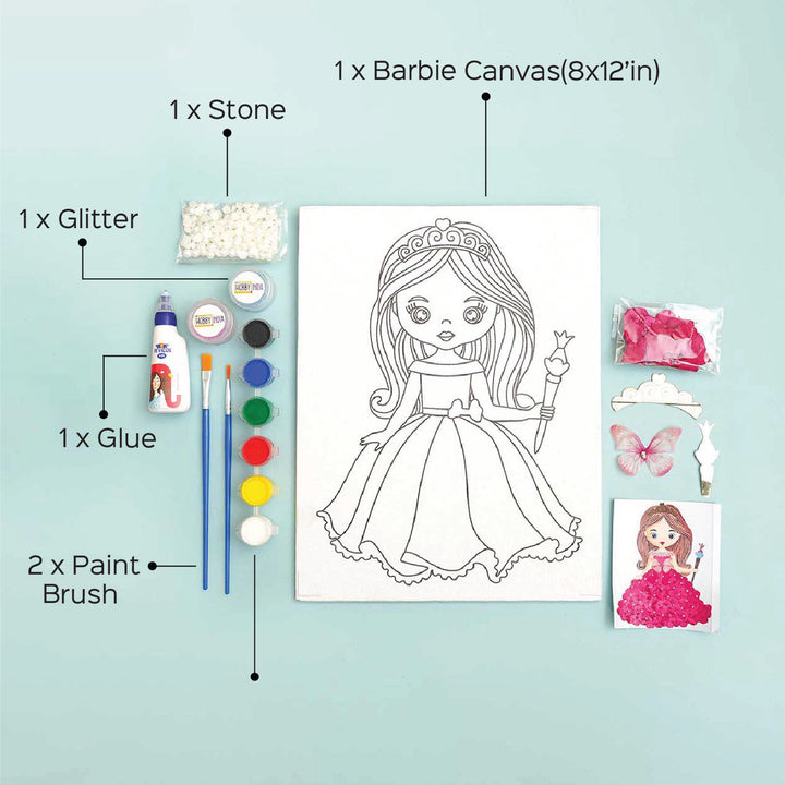 Barbie Theme Premarked Canvas DIY Kit For Kids