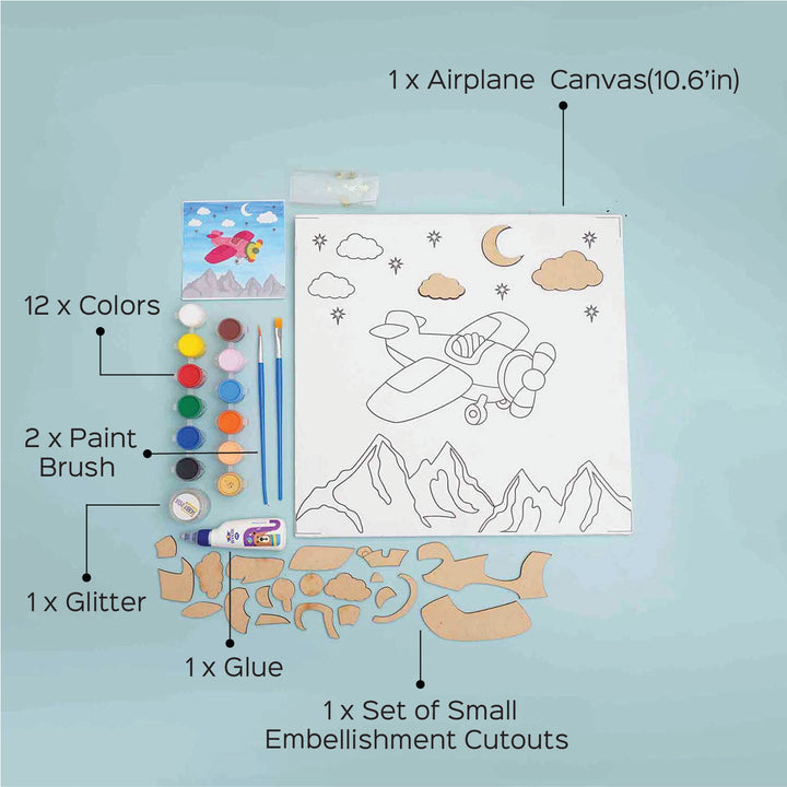 Airplane Theme Premarked Canvas DIY Kit For Kids