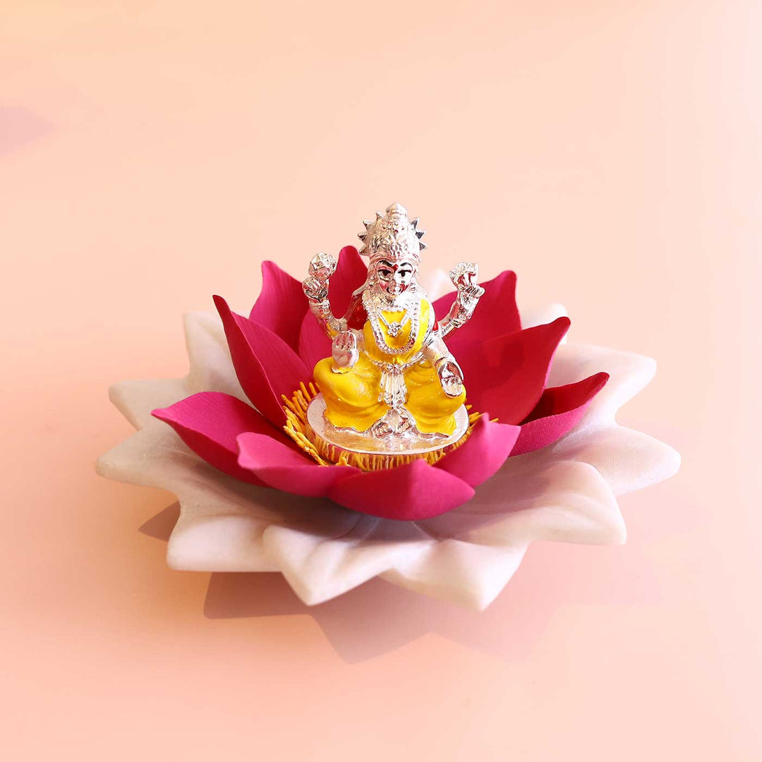 Handmade Lakshmi In Lotus Deco Clay & Marble Centerpiece