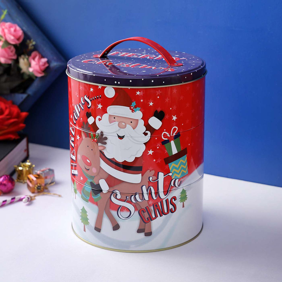 Handmade Large Christmas Red Metal Stackable Container