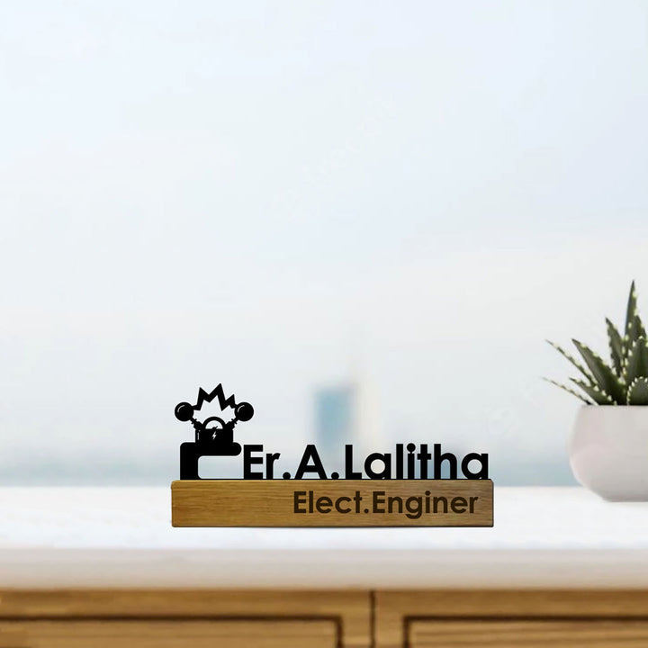 Personalized Minimal Desk Name Plate for Electrical Engineers