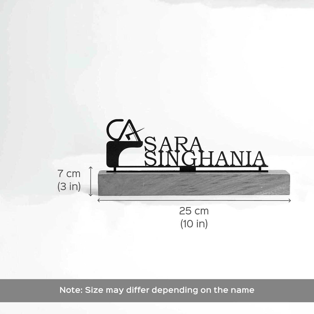 Personalized Minimal Desk Name Plate for Chartered Accountant