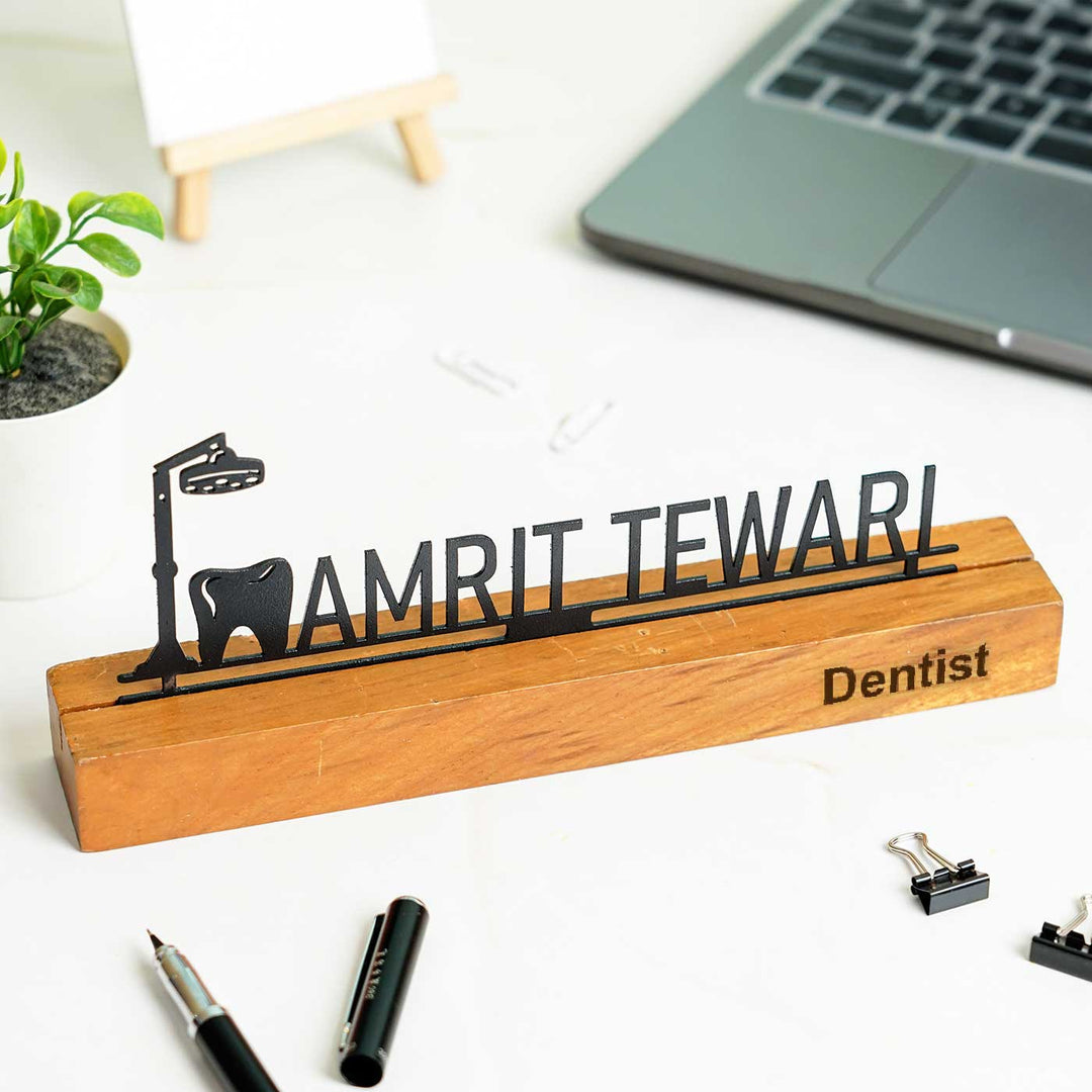 Personalized Minimal Desk Name Plate for Dentists