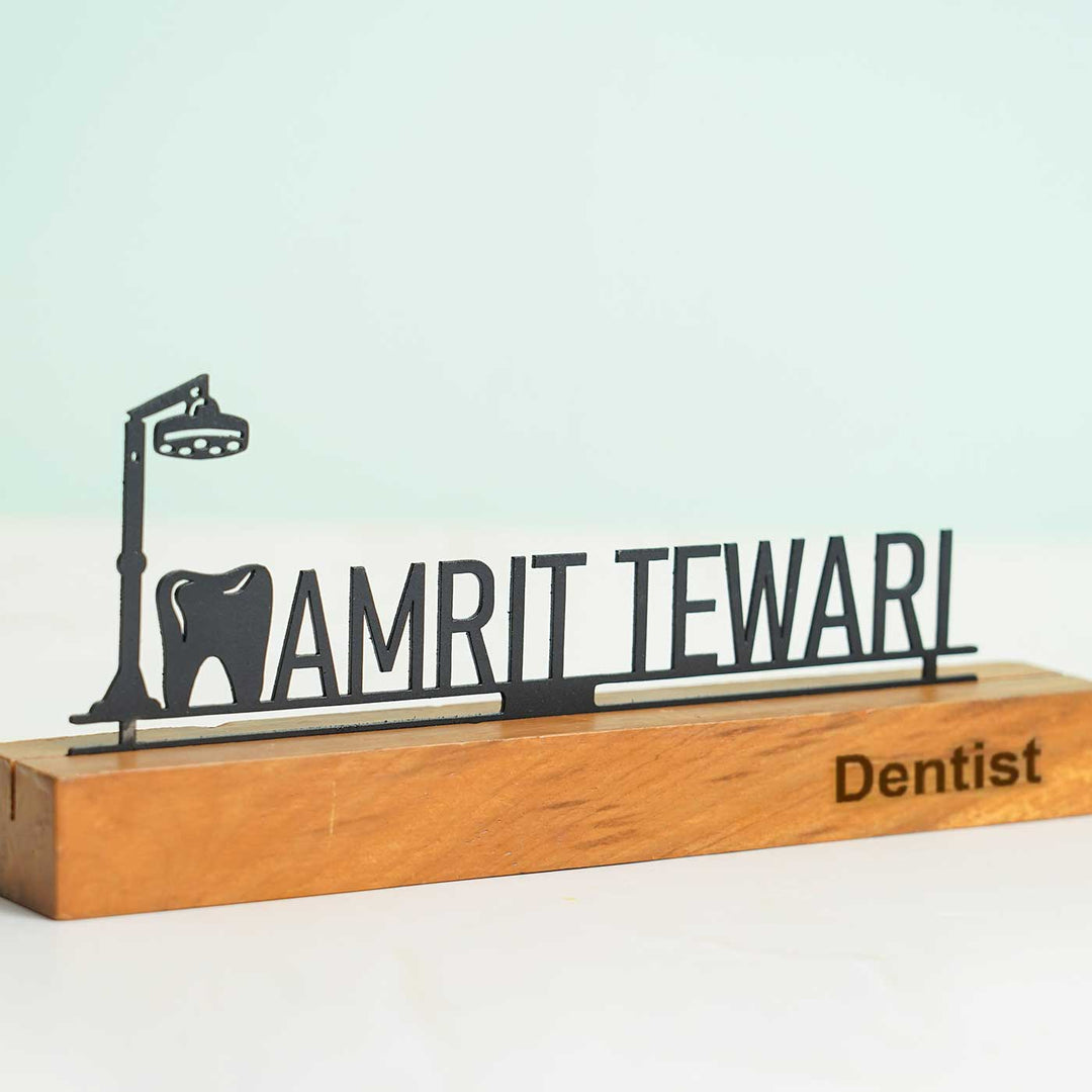 Personalized Minimal Desk Name Plate for Dentists