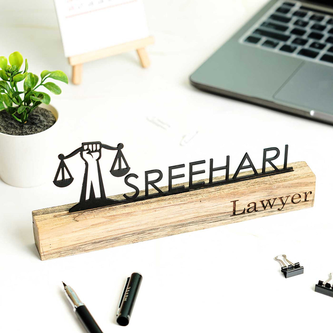 Personalized Minimal Desk Name Plate for Lawyers