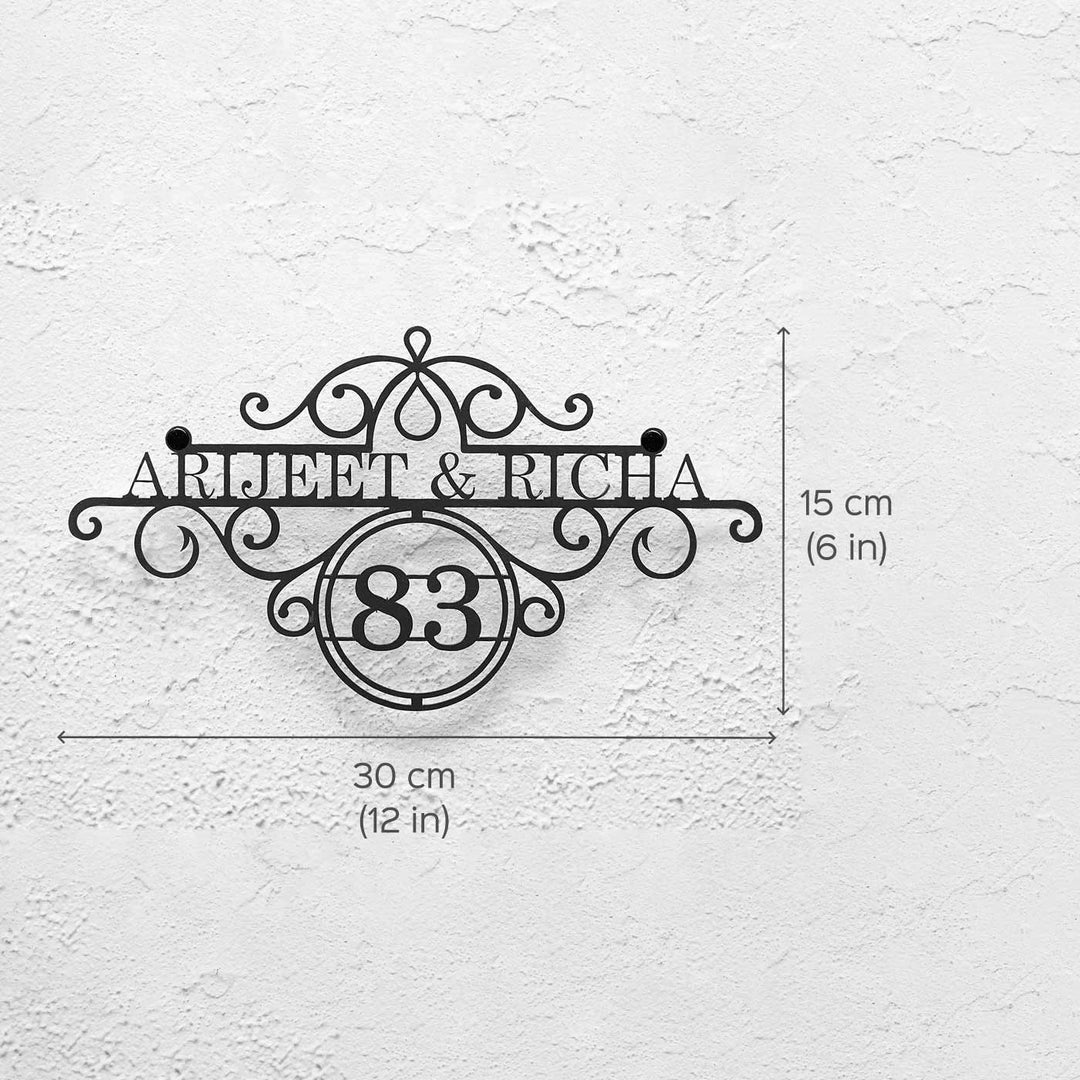 Personalized Ornate Weatherproof Name Plate with House Number