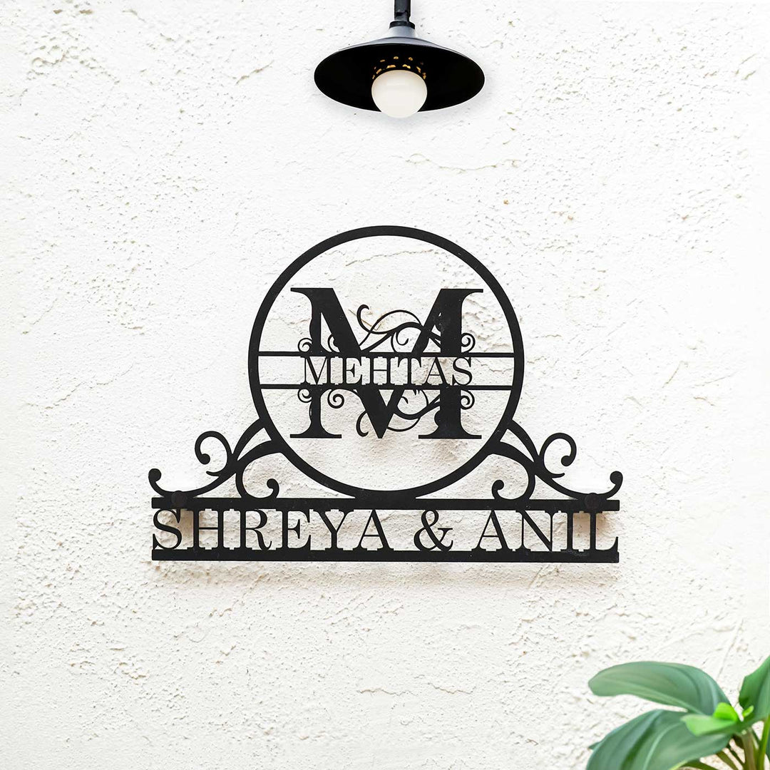 Personalized Ornate Weatherproof Name Plate with Monogram