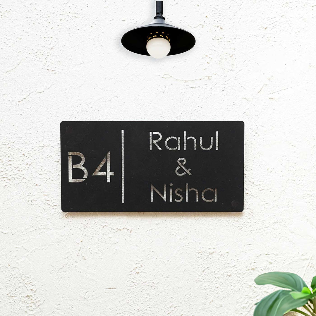 Personalized Minimal Rectangle Weatherproof Name Plate with House Number