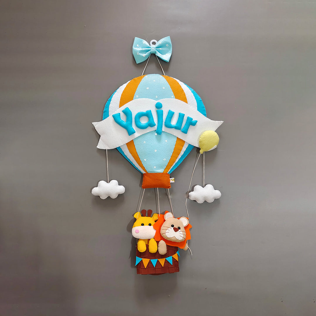 Hand-stitched Hot Air Balloon Felt Kids Nameplate