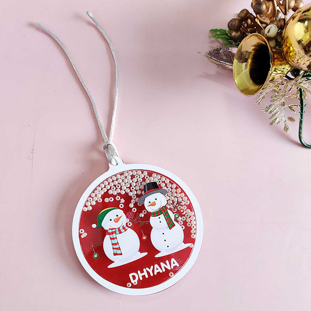 Personalized Snowman Acrylic Shaker Ornament For Christmas Tree Decoration