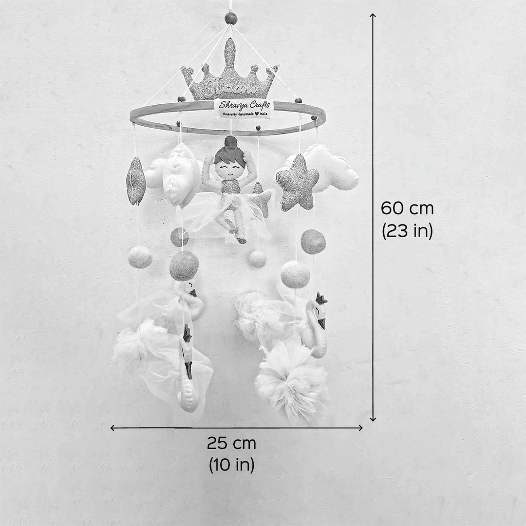 Little Girl And Swan Themed Felt Cot Mobile For Kids