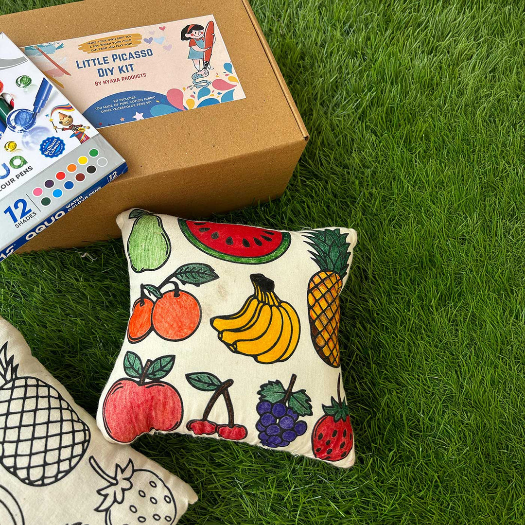 Color Your Own Fruits Theme Cushion DIY Kit With Fabric Markers For Kids