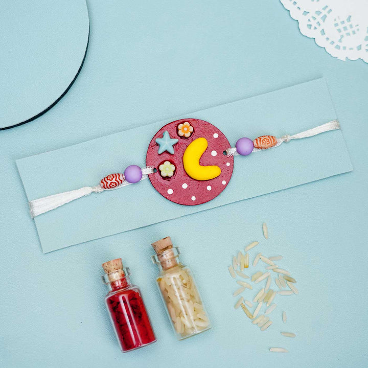 Personalized Hand-painted Alphabet Rakhi With Roli Chawal