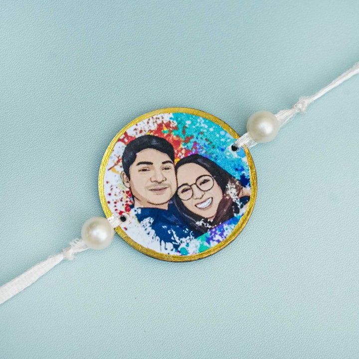 Photo Personalized Printed Rakhi for Siblings With Roli Chawal