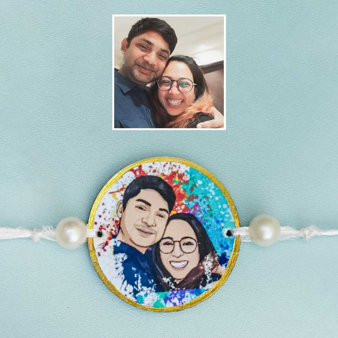 Photo Personalized Printed Rakhi for Siblings With Roli Chawal