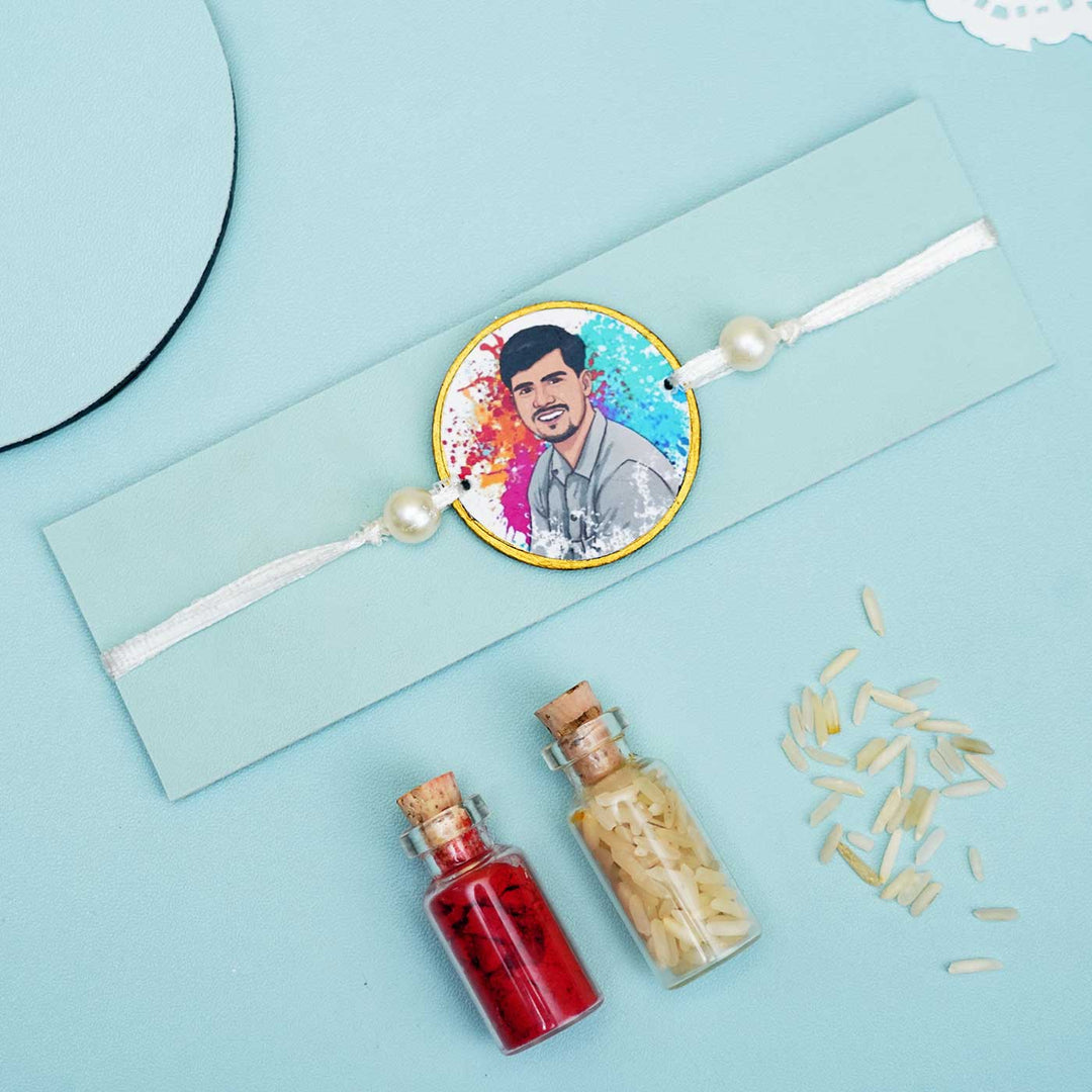 Photo Personalized Printed Rakhi With Roli Chawal