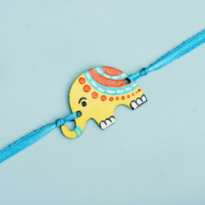 Hand-painted Elephant Themed Rakhi With Roli Chawal