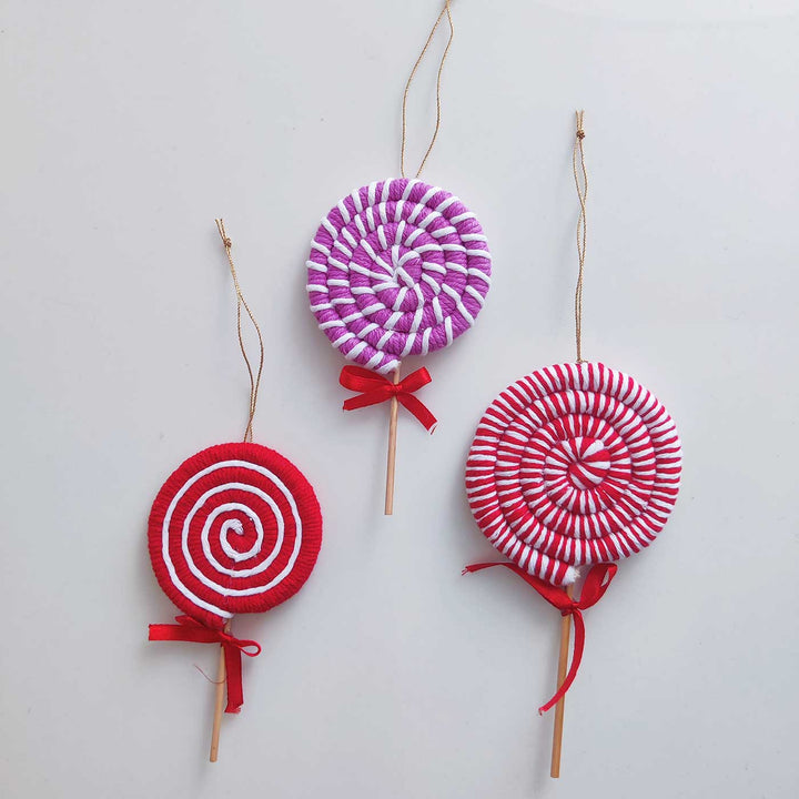 Handmade Lollipop Macrame Cotton Ornament For Christmas Tree Decoration