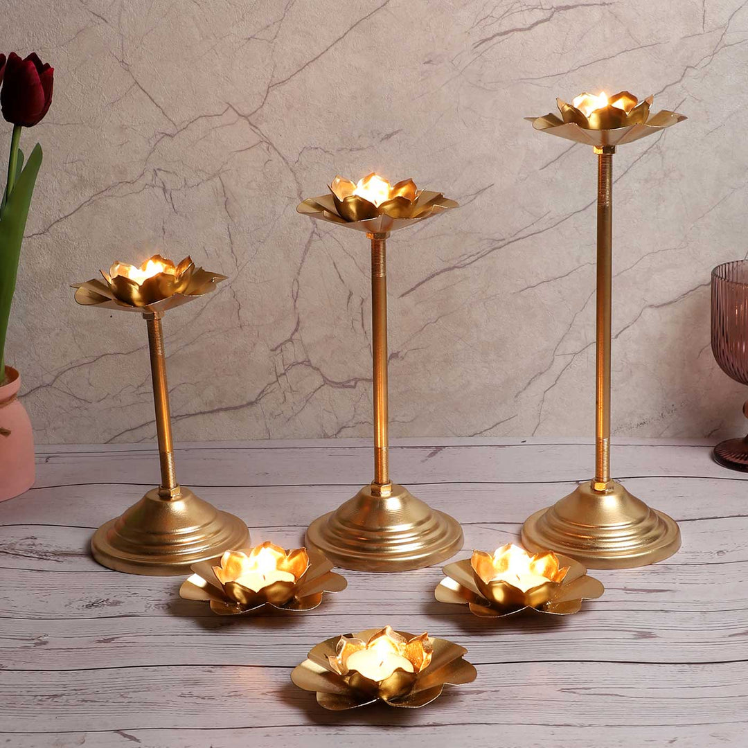 Handmade Lotus Tealight Holder With Detachable Stands | Set of 6