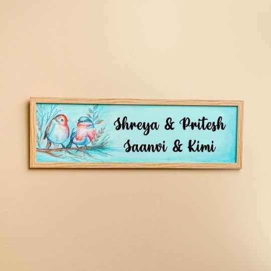 Personalized Birds Theme Mdf Wood Name Plate