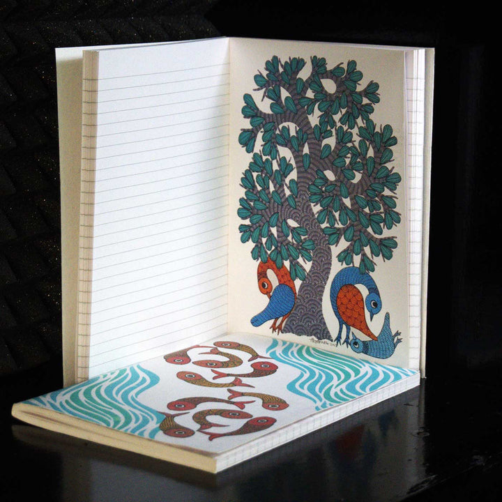 Handmade White & Blue Machli Softbound Ruled Notebook | 100 Pages