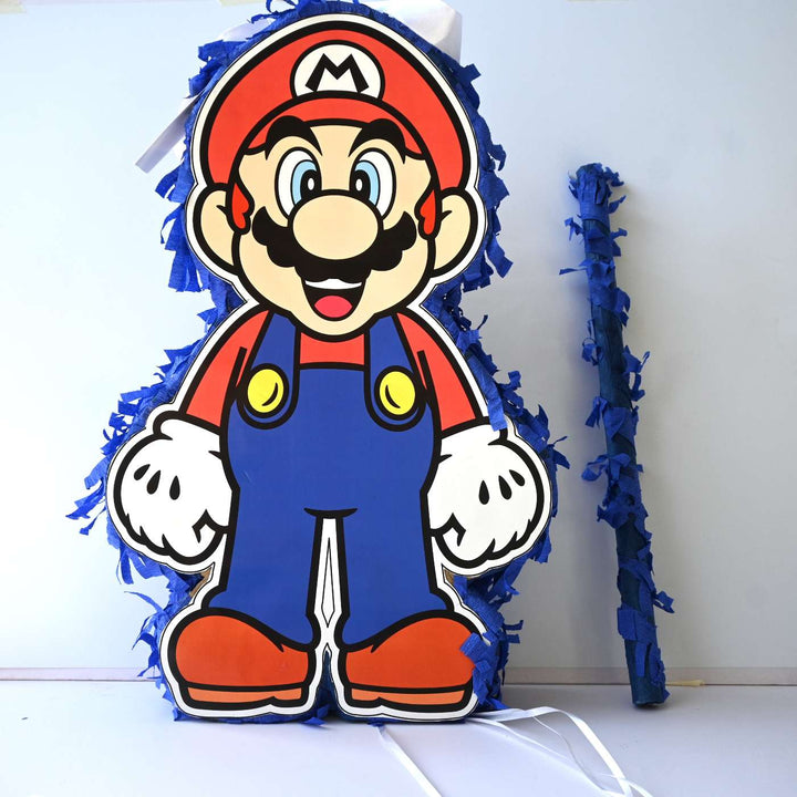 Handmade Mario Theme Pull String Pinata With Stick For Birthday Party Decoration