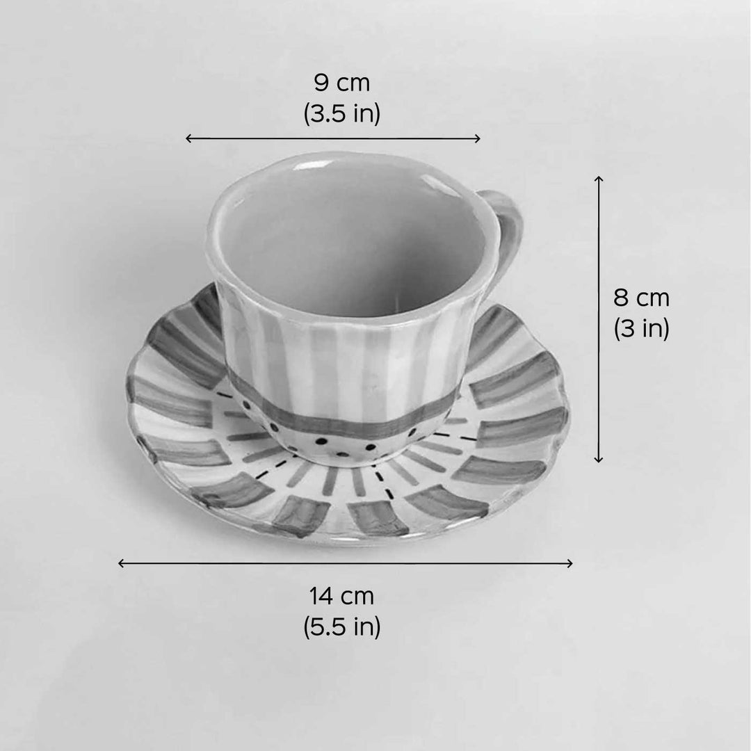 Masquerade Ceramic Teacup and Saucer | Set Of 4