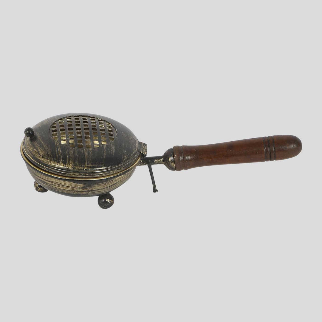 Handmade Metal Dhoop Fumer With Wooden Handle