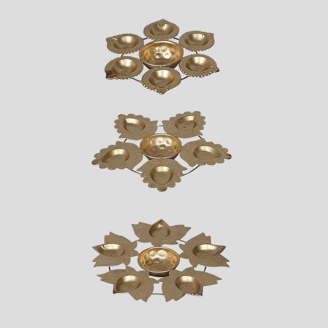 Handmade Metal Lotus & Flower Urli | Set of 3