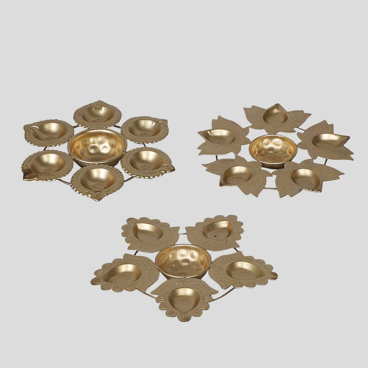 Handmade Metal Lotus & Flower Urli | Set of 3