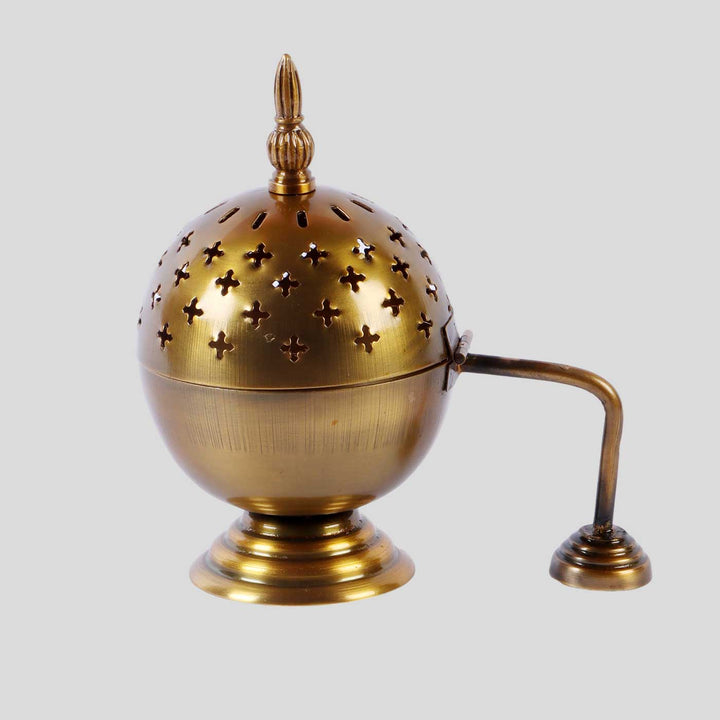 Handmade Metal Round Dhoop Fumer With Handle