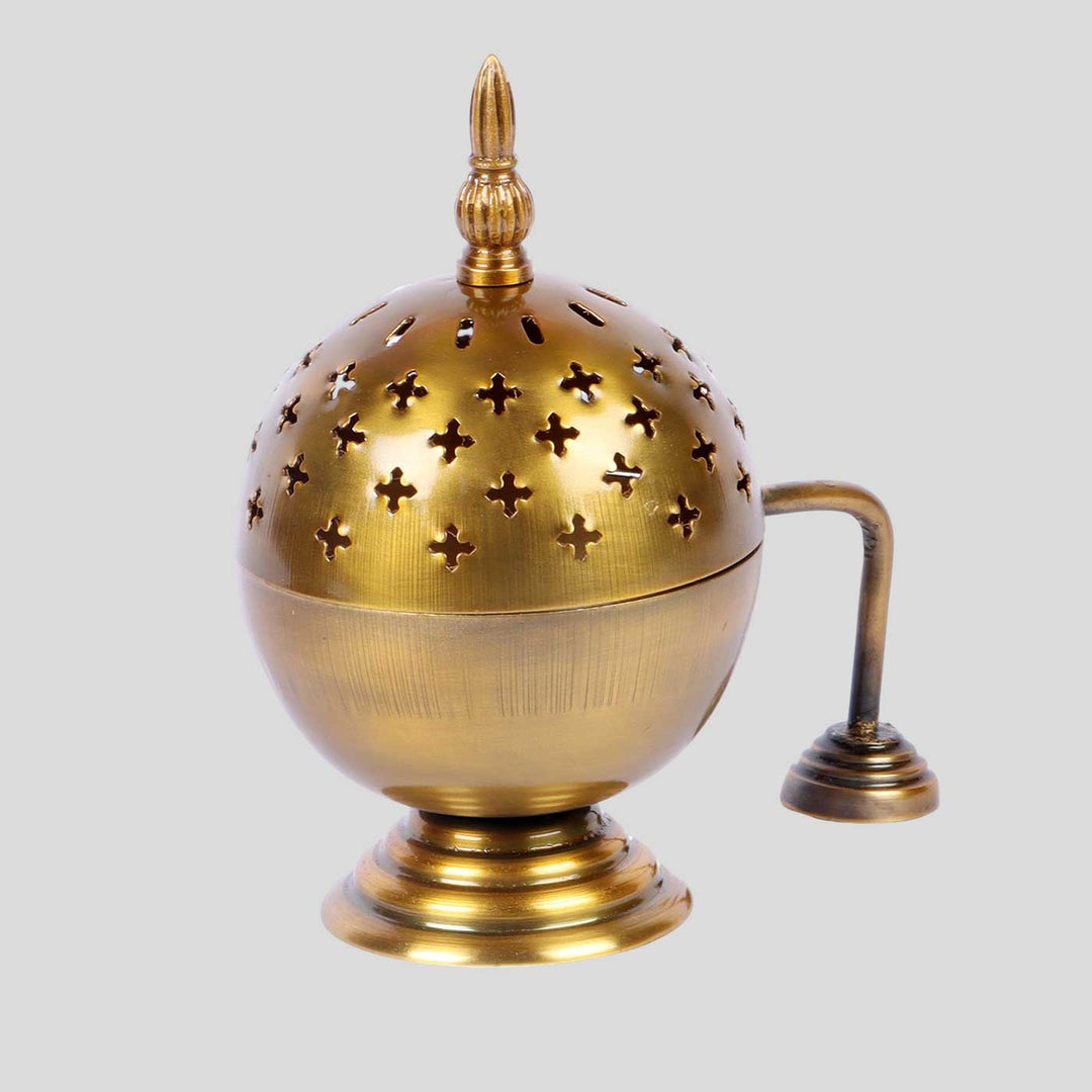 Handmade Metal Round Dhoop Fumer With Handle