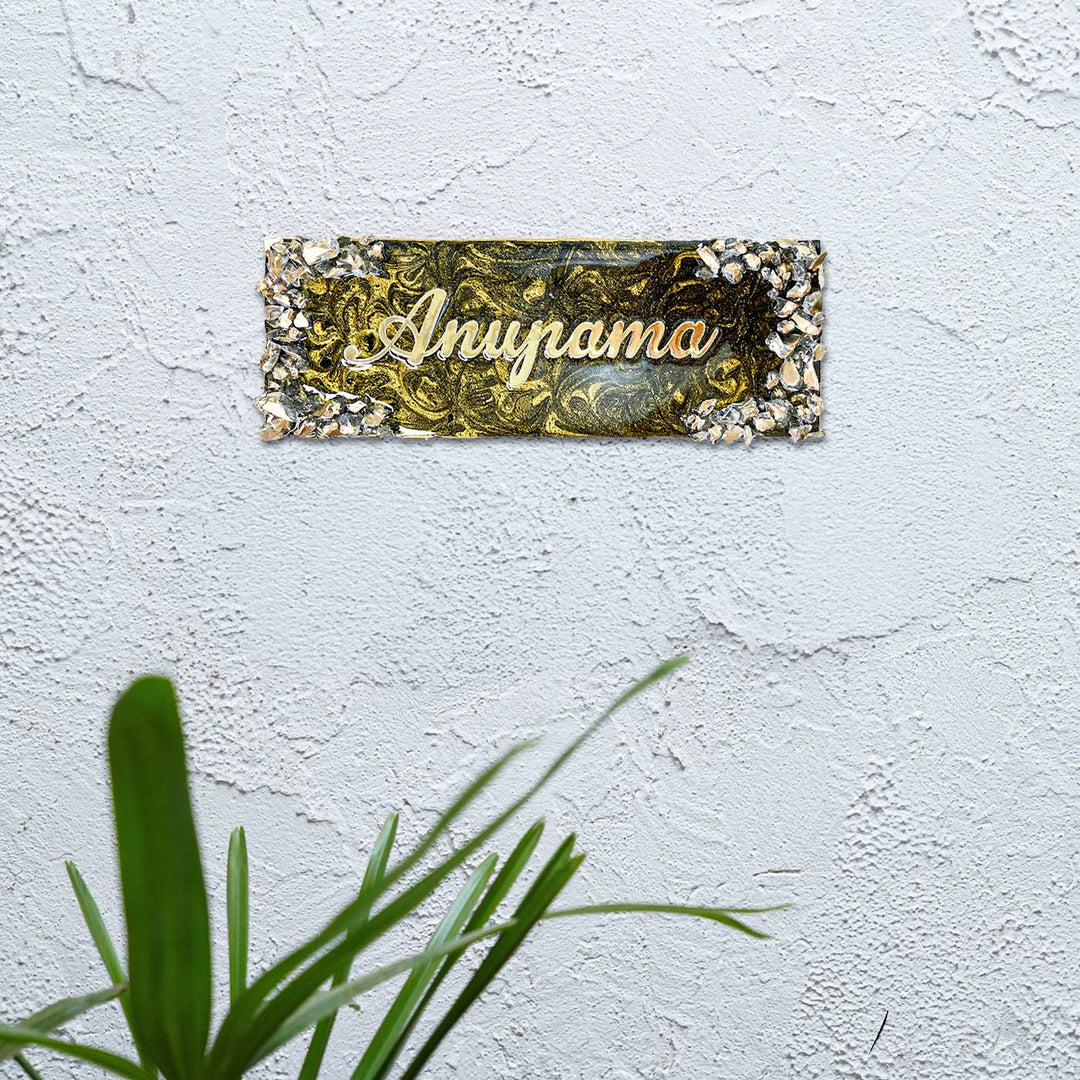 Personalized Resin Gold Marble Theme Name Plate