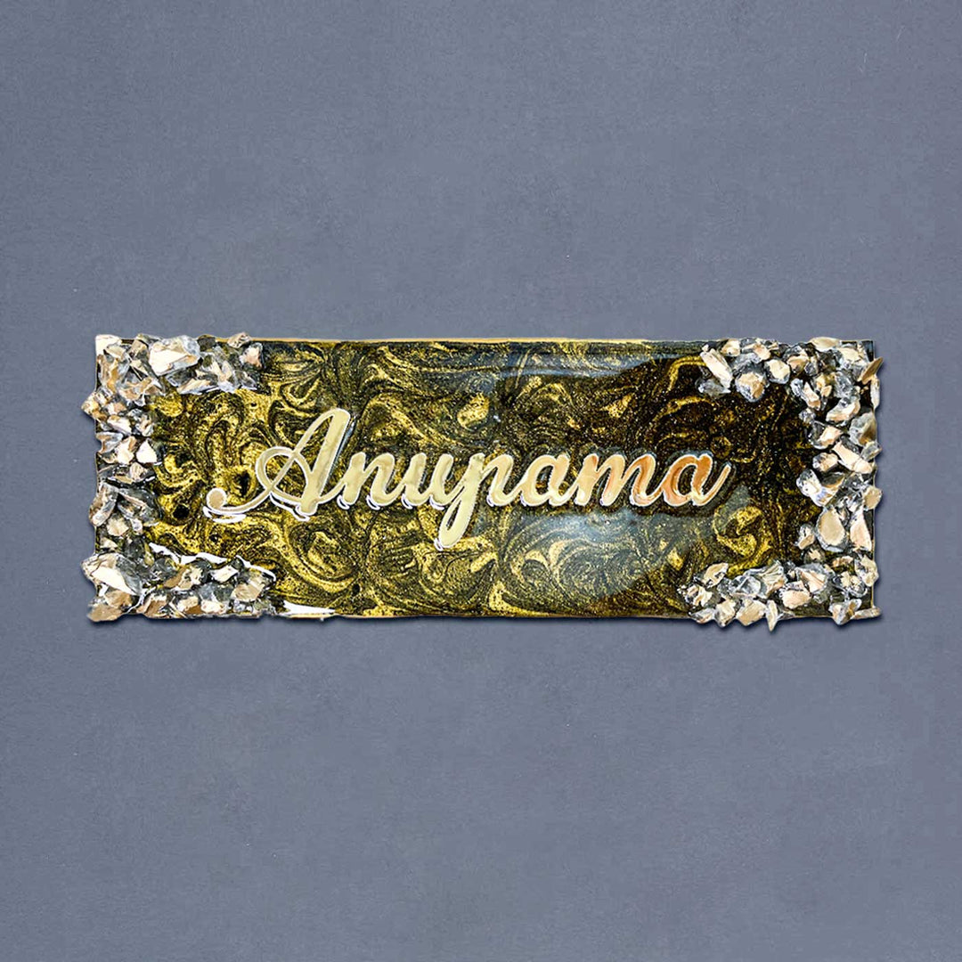 Personalized Resin Gold Marble Theme Name Plate