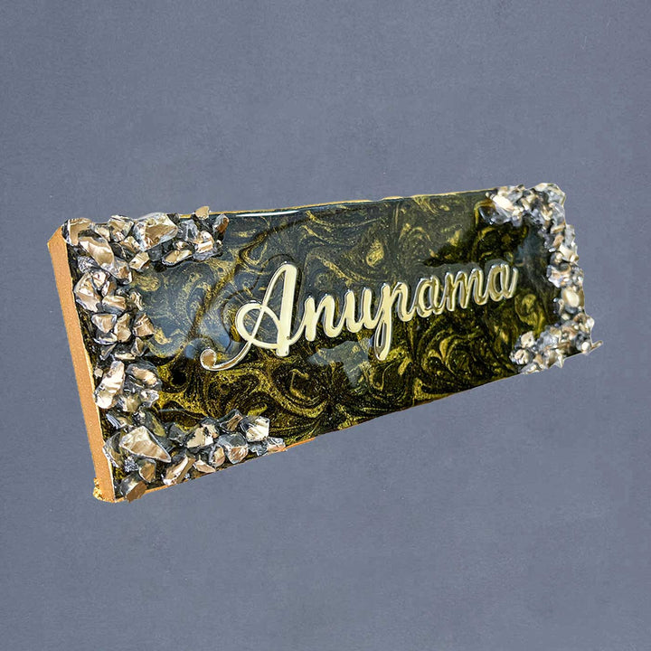 Personalized Resin Gold Marble Theme Name Plate