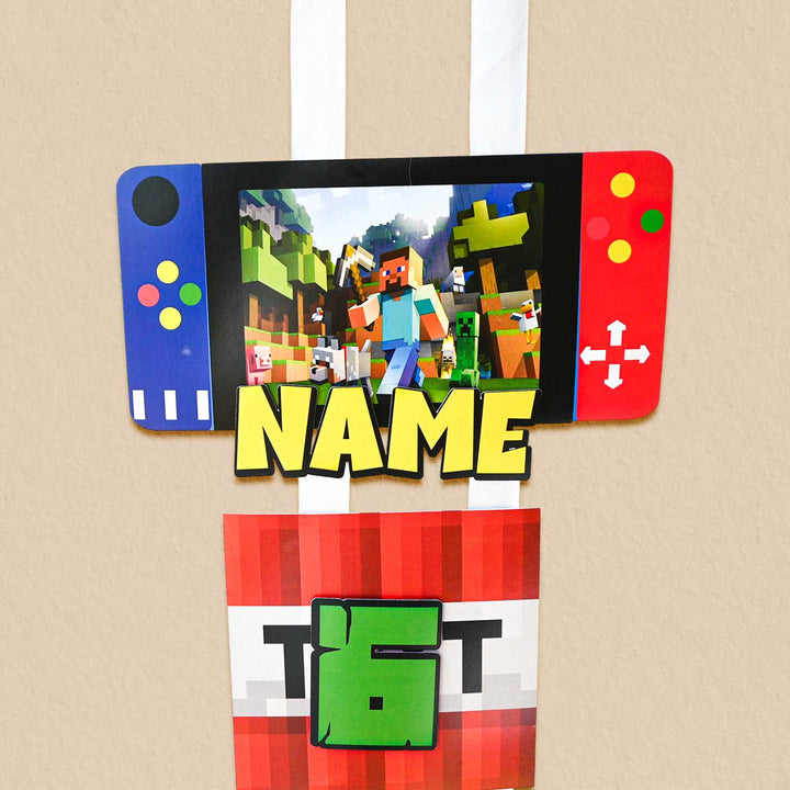 Personalized Minecraft Theme Welcome Banner For Birthday Party Decoration