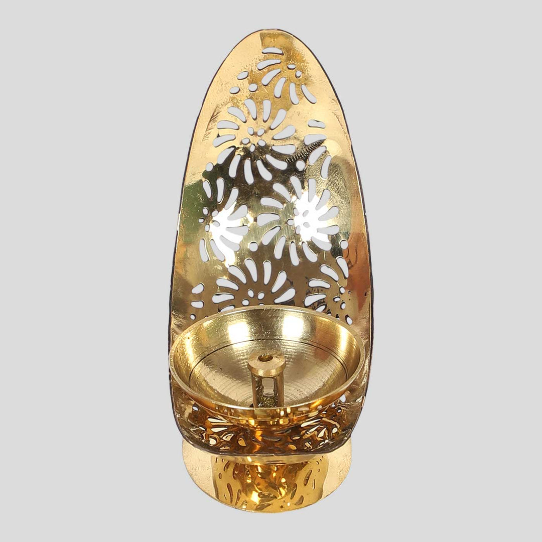 Handmade Moon Shaped Akhand Brass Oil Lamp / Diya