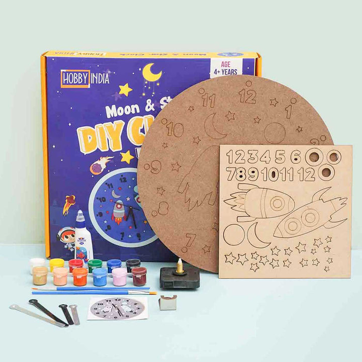 Rocket & Moon Theme Wall Clock DIY Kit For Kids